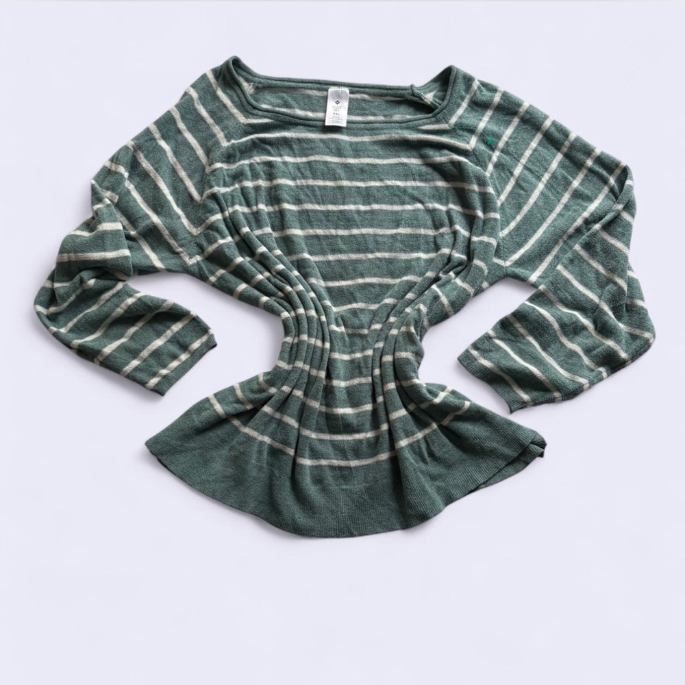 ~Greenish Blue and White Striped Sweater~